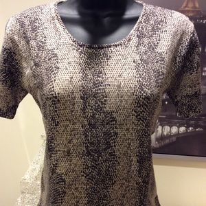 Snakeskin short sleeve knit top